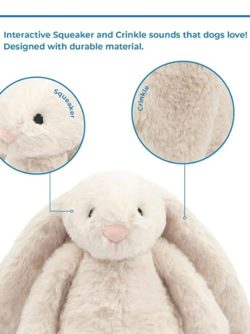 Interactive Squeaky Dog Chew Toy Bunny Beige Large | Best Pet Supplies